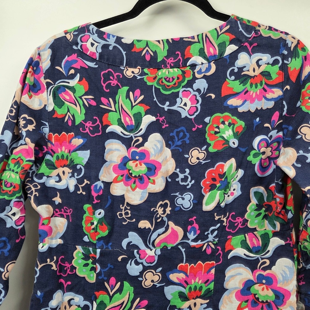 Boden Dress 8L Linen Floral Cottage Bohemian Relaxed Midi Resort Beach Boxy - Picture 6 of 6